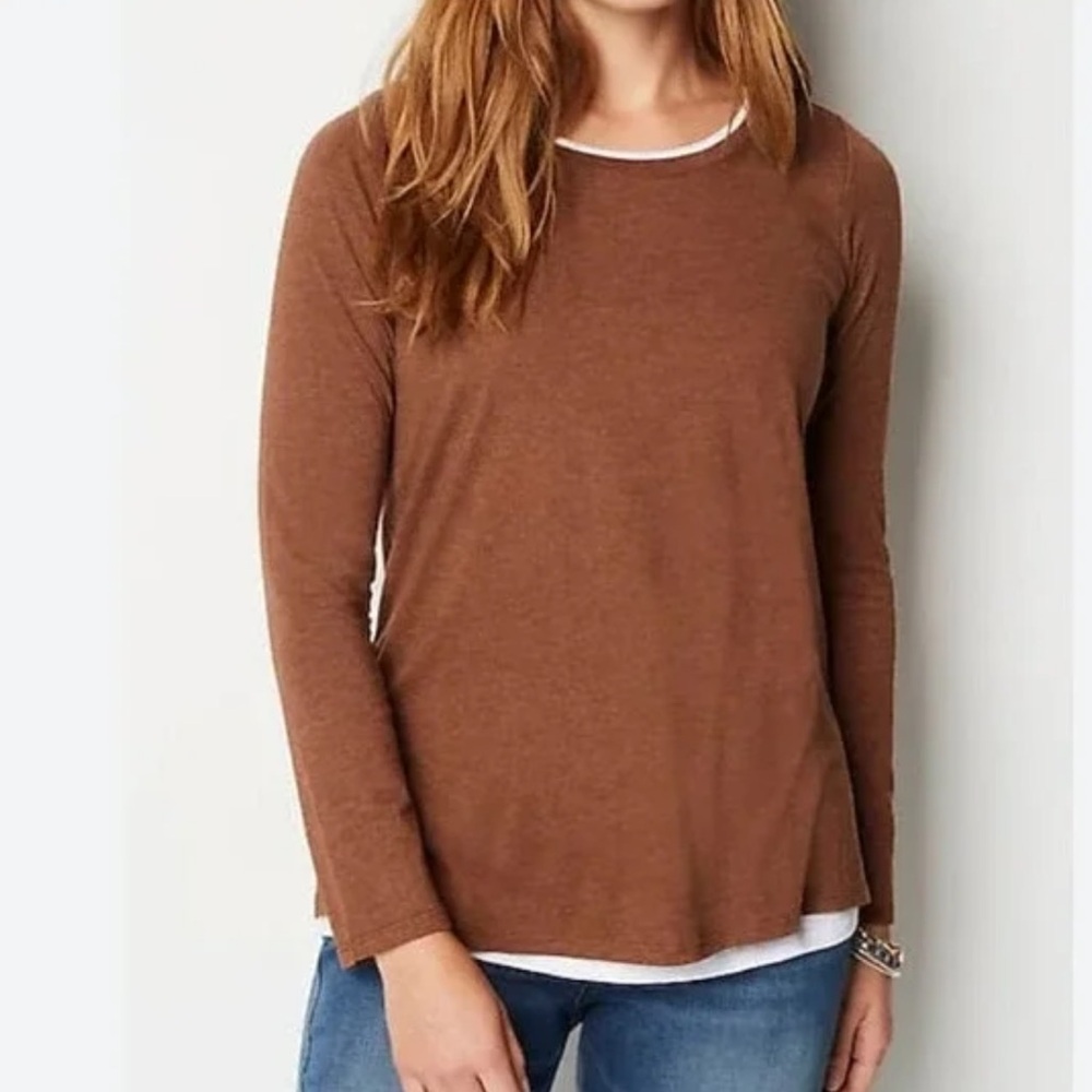 J. Jill brown and white layered tee